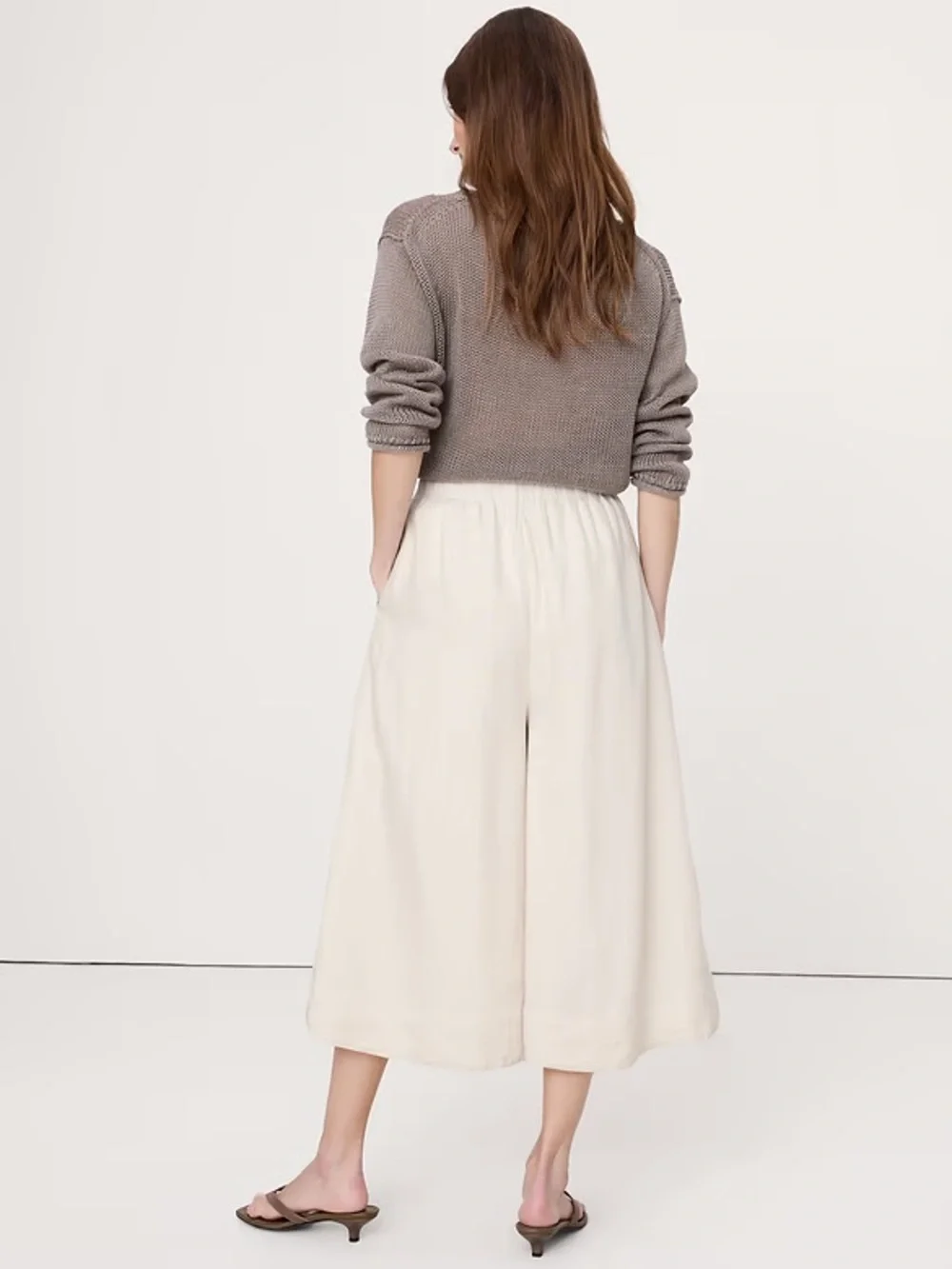 NWT! BANANA REPUBLIC CREAM WHITE LINEN CULOTTE - LARGE PETITE 🧲